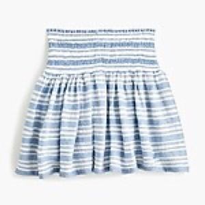 J. Crew Smocked Ruffle Mini Skirt in Textured Stripe